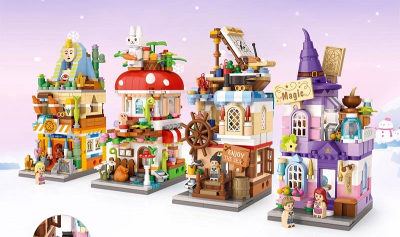 LOZ Mini Block Commercial Street Magic Street View Magic House Nautical Mushroom House Archaeological House Assembly - Hatsune Miku Figure
